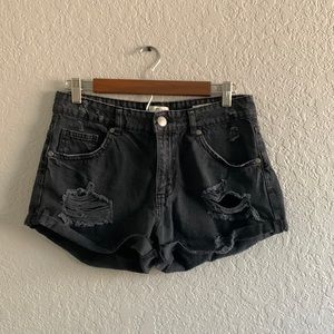Cotton On Black Distressed Jean Shorts